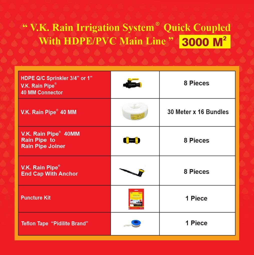 V.K. Rain Irrigation System Compatible with HDPE Sprinkler Quick Coupled - 25MM